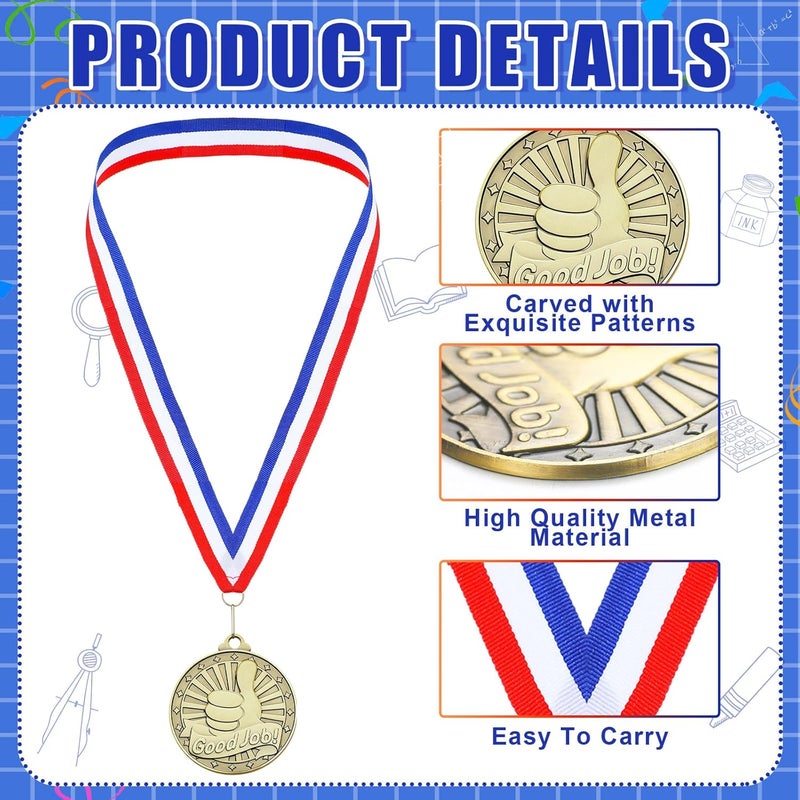 Quelay 30 Pcs 2'' Gold Medals for Awards,Winner Encourage Team Participation for Adults Trophy Award Prize Gift Competitions Graduation Party - Image 3